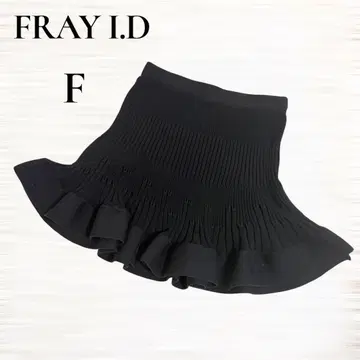 [ FRAY I.D ] 니트 플리츠 플레어 스커트 미니 스커트 블랙 F