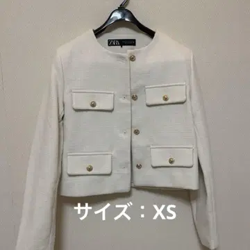 ZARA 트위드 자켓 화이트