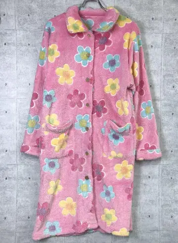 레트로 걸리시 팬시 구제 의류 꽃무늬 복슬복슬 보아 롱 기장 룸웨어