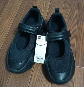 GU 볼륨 솔 벨트 스니커즈 블랙 M 사이즈 블랙