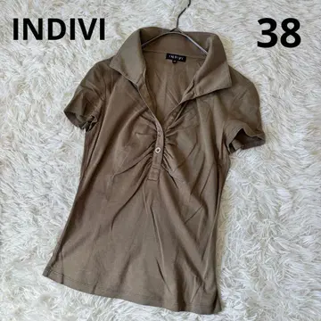 INDIVI 코튼 개더 셔츠 블라우스 베이지 38 M 일본제
