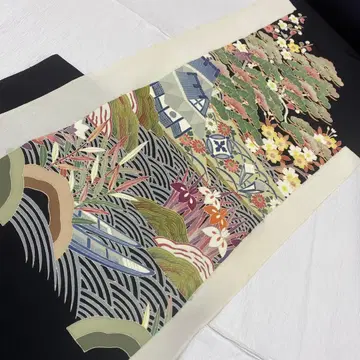 6538 전통 예복 기모노 순수 실크 담쟁이덩굴 문양 미재단