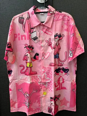 미사용 새상품 핑크 팬서 반팔 셔츠 L 사이즈