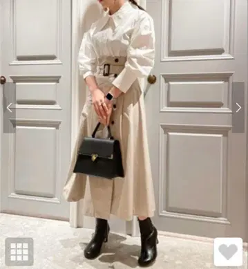 Lily Brown 셔츠 도킹 원피스 화이트 베이지