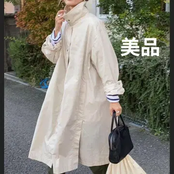 UNIQLO U 유니클로 라이트 롱 코트 내추럴 스탠 칼라
