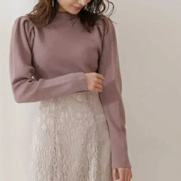 프로포션 보틀넥 볼륨 슬리브 니트