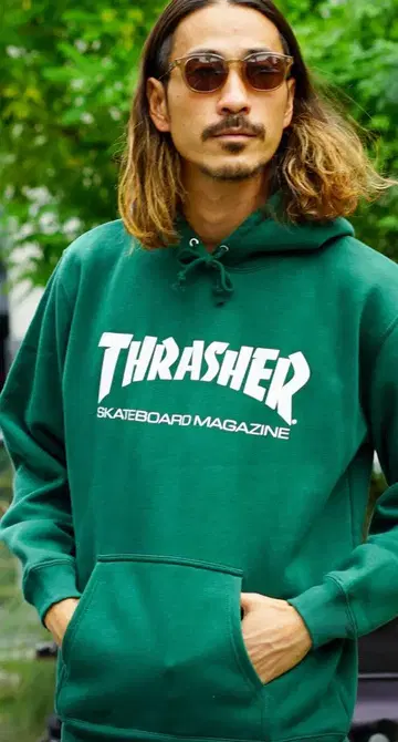 THRASHER 그린 후드 부착 후드티 새상품급