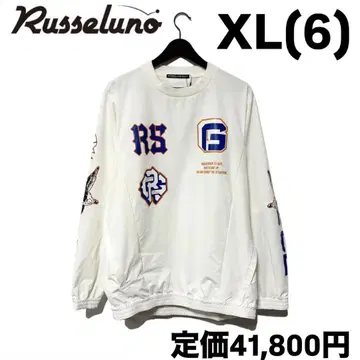 새상품 러셀노 멀티 로고 포켓 크루넥 블루종 화이트 XL