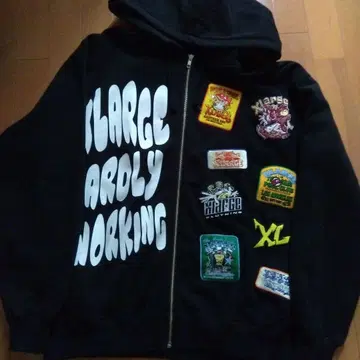 XLARGE 패치 블랙 집업 후드티 XL