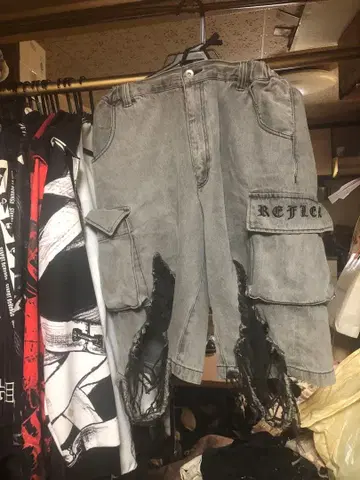 REFLEM 크러쉬 데님 하프 팬츠