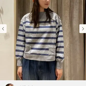 BEAMS BOY 맨투맨 보더 보트넥