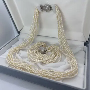 2점 세트 10연 양귀비 펄 목걸이 팔찌 화이트 계열