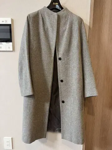 그레이 노카라 롱 코트