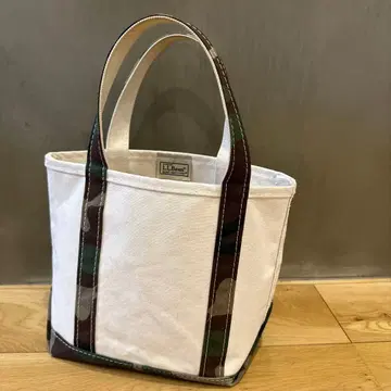 L.L.Bean 토트백 화이트/카모플라쥬 미니 사이즈 얼룩 있음