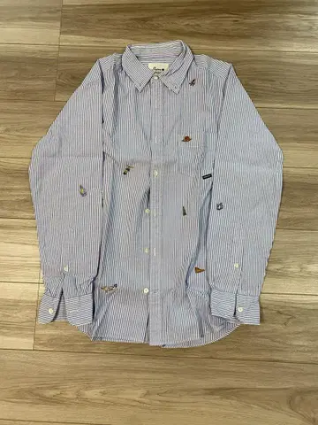 파파스 파랑과 하양 스트라이프 자수 셔츠 M 사이즈