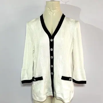 idascratch 이탈리아제 가디건 XL 52 화이트 블랙 고급 버튼