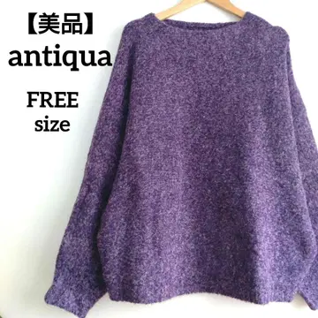 [새상품급] 안티카 antiqua 돌먼 멜란지 니트 보라색 퍼플
