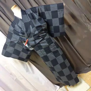 명주 (이중 기모노) 격자무늬