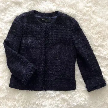 UNITED ARROWS 네이비 트위드 노카라 자켓 36