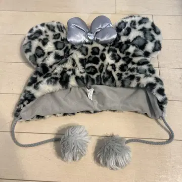 레오파드 무늬 퍼 모자 58cm