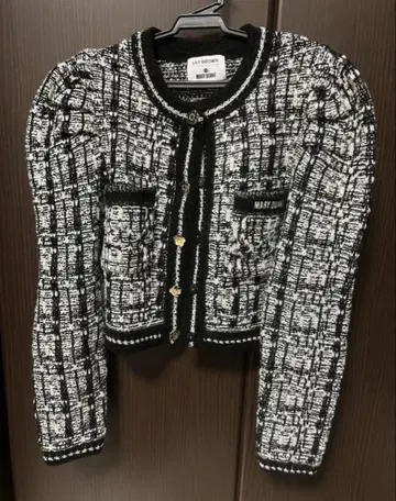 LILYBROWN x MARYQUANT 트위드 니트 가디건 블랙