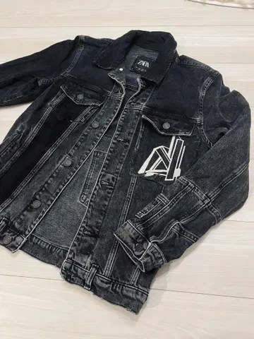 미착용! ZARA 남성용 데님 자켓 S 블랙 데미지