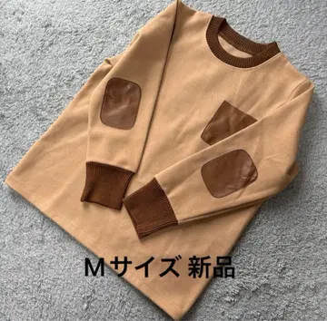 provador 가죽 느낌 패치 악센트 풀오버 베이지 M 새상품