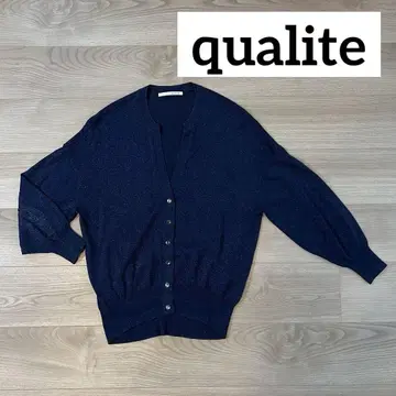 qualite 라메 가디건 네이비
