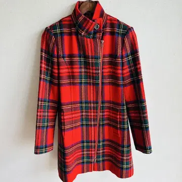 요크랜드 빈티지 체크 무늬 코트 size M 상당