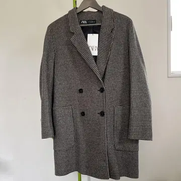 택 포함 ZARA 체크 무늬 코트 M