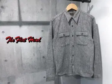 FLAT HEAD 플랫 헤드 헤링본 트위드 긴팔 워크 셔츠 40