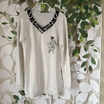 에스파스데칼마 캐시미어 혼방 곰 니트 튜닉 S 에크루 QVC