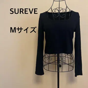 SUREVE/여성용/긴팔/티셔츠/숏 기장/블랙/블랙/리브