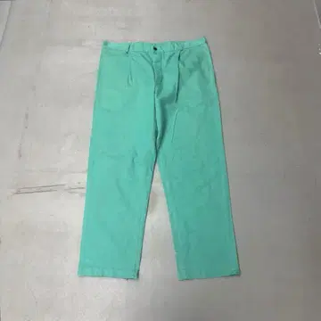 80s 유로 빈티지 민트 그린 워크 팬츠 버튼 플라이