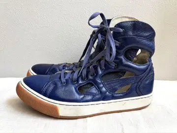 Alexander Mcqueen puma 네이비 가죽 하이컷 스니커즈