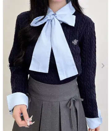 INGNI 보타이 셔츠 도킹 케이블 니트