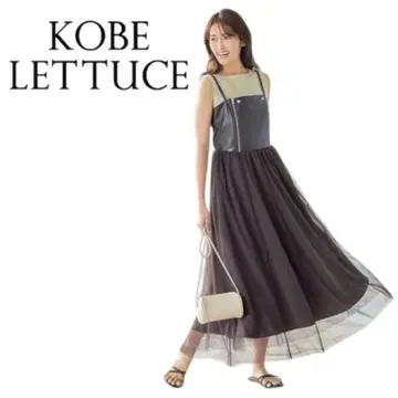 KOBE LETTUCE 슬리브리스 원피스 가죽 튤 미사용 새상품