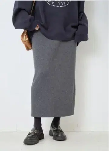Spick and span 라메 리브 니트 타이트 스커트