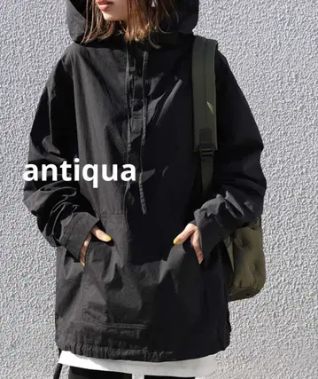 antiqua 후드 부착 풀오버 셔츠 블랙
