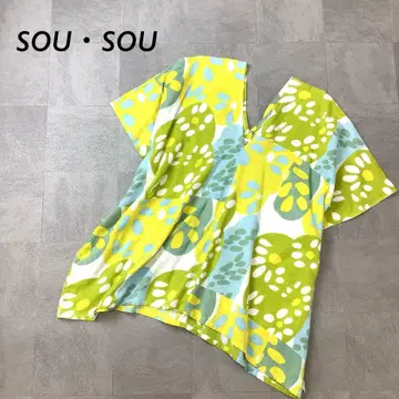 SOU SOU 올 패턴 티셔츠 튜닉 치타 목화 반팔