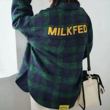 MILKFED. 체크 무늬 셔츠 자켓 두꺼운 원단