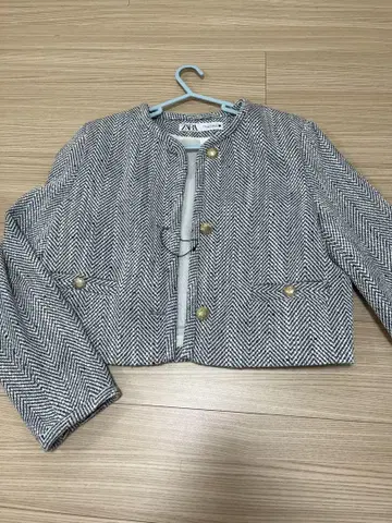 ZARA 노카라 자켓 M 헤링본 무늬