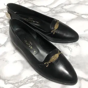 택 포함 시착만 한 상품 Lancel 플랫 펌프스 24.5cm 블랙