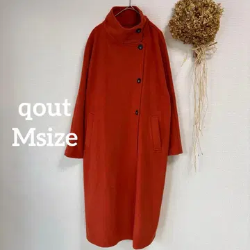 [ qout ] M 여성용 코트 롱 버튼 캐주얼 오렌지