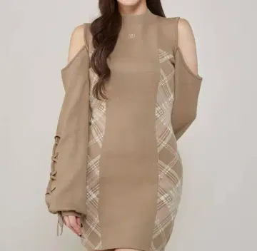 Darich 사이드 체크 니트 미니 원피스