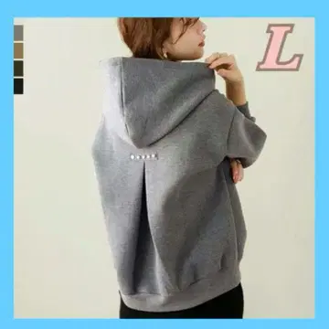 [라스트 1점] L 사이즈 후드티 뒷면 펄 장식 그레이 루즈핏 슬림