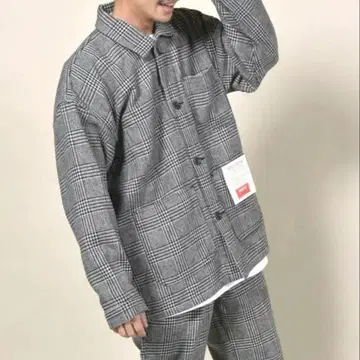 MACOBER x SHIPS 울 커버올 자켓 글렌체크