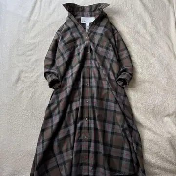 티카 롱 셔츠 원피스 모 울 그린 긴팔 프리 사이즈