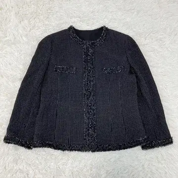 새상품급 레리안 노카라 자켓 긴팔 프릴 레이스 블랙 일본제