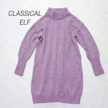 CLASSICALELF 클래식 엘프 터틀넥 니트 원피스 무릎 기장